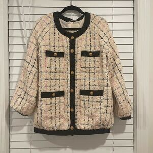 MAJE White/Pink Tweed Jacket, size 3/L